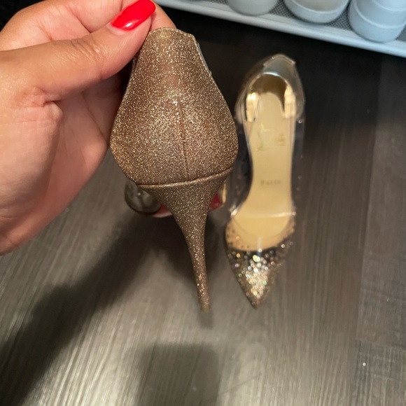 Christian Louboutin Gold Sequin Heels - Picture 3 of 5